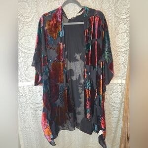 Soft Surroundings Womens Duster Kimono One Size, Sheer Rayon And Raised Velvet